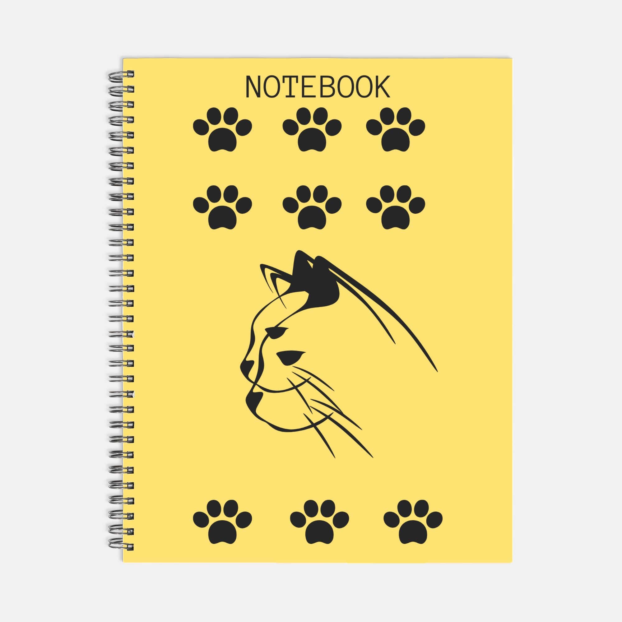 Cat in Yellow(Notebook Hardcover Spiral 8.5 x 11)