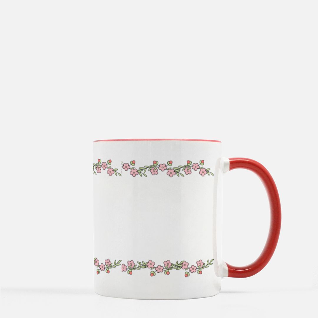 Pink flower chain (Mug 11 oz. Red + White)