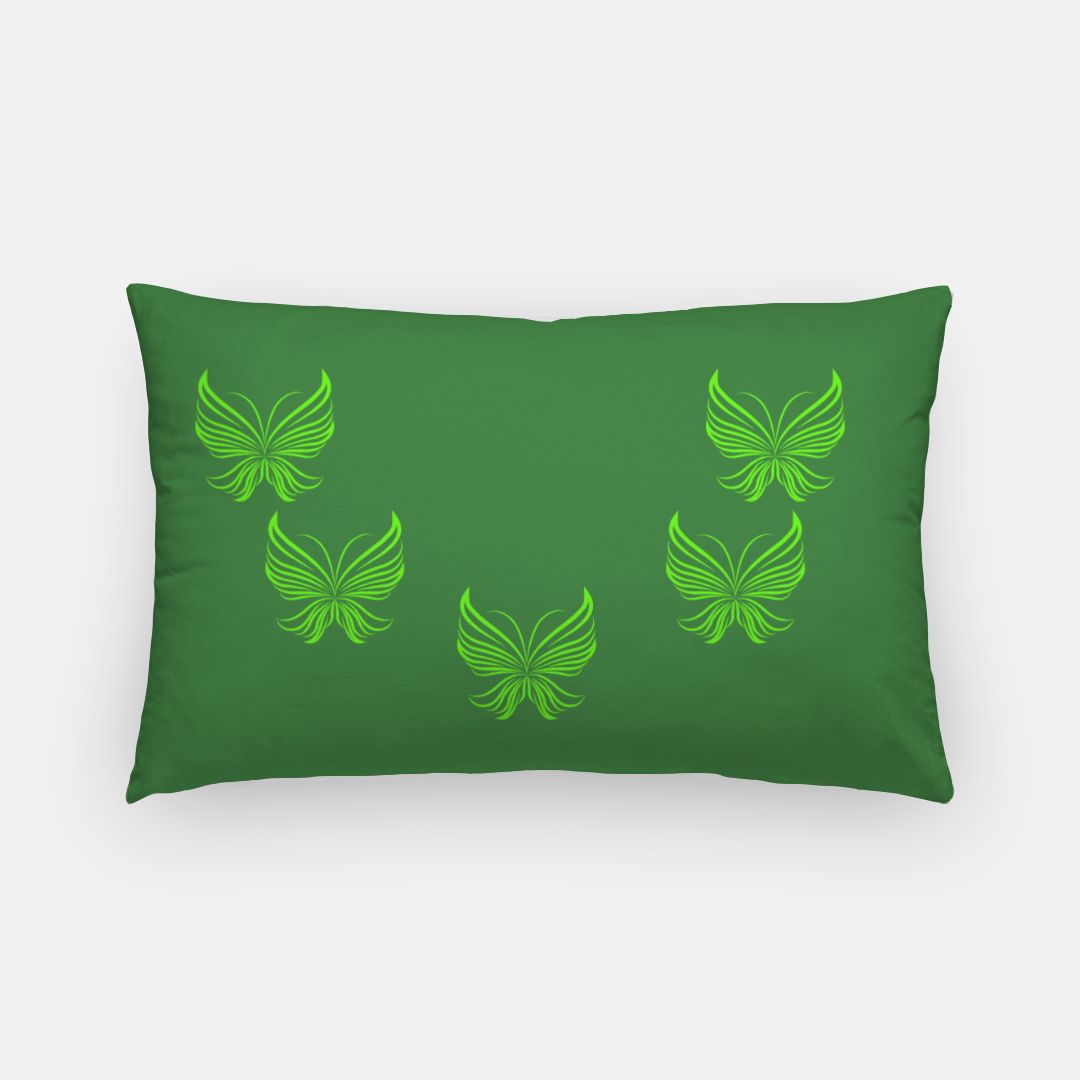 Green Butterflies in a V Artisan Pillow Case Lumbar