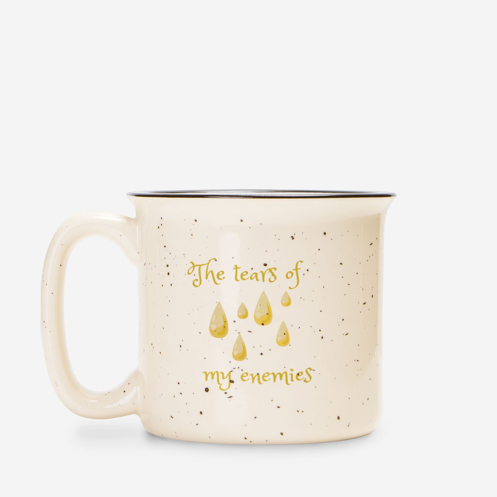 tears of my enemies ( Ceramic Camp Mug Speckled Cream 13oz