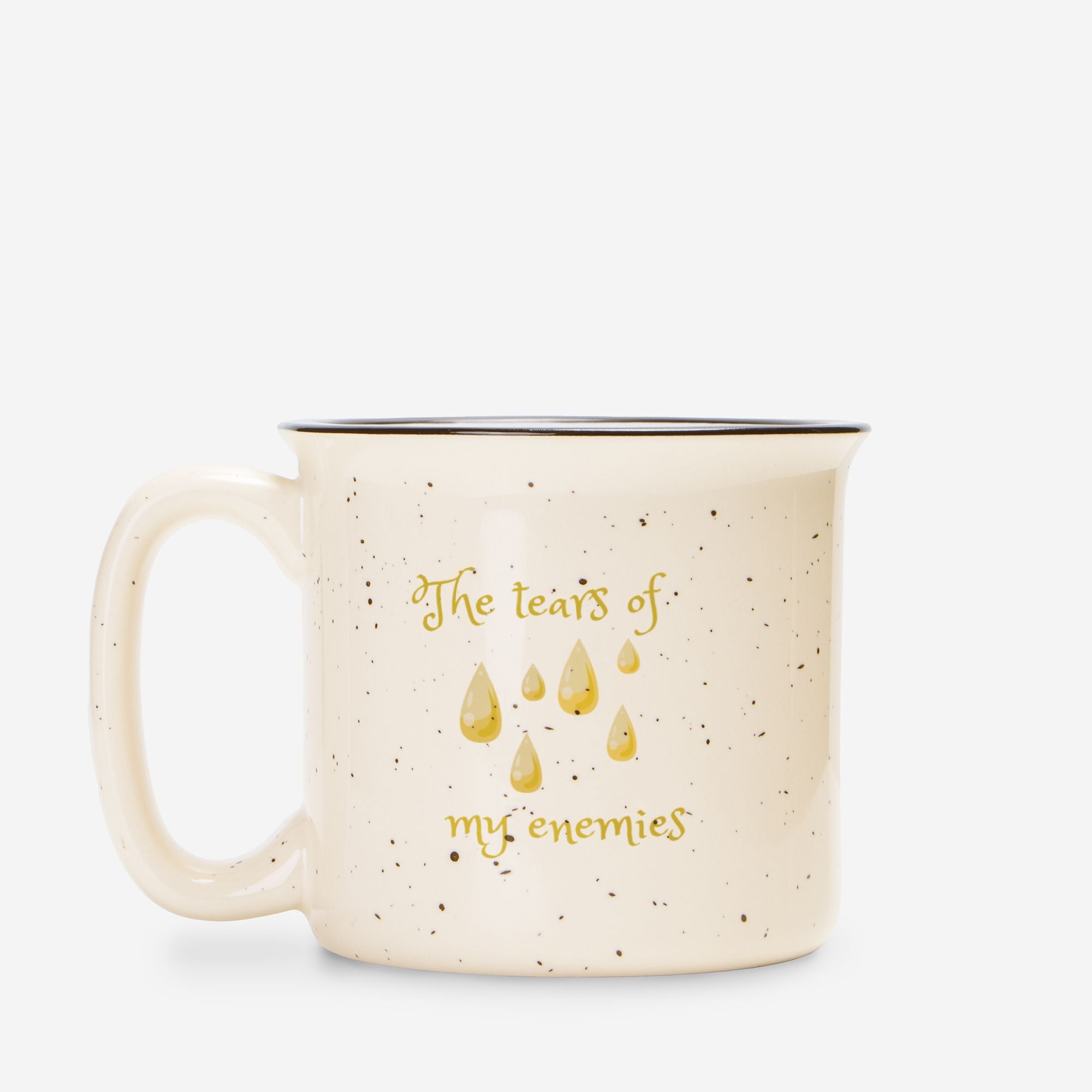 tears of my enemies ( Ceramic Camp Mug Speckled Cream 13oz