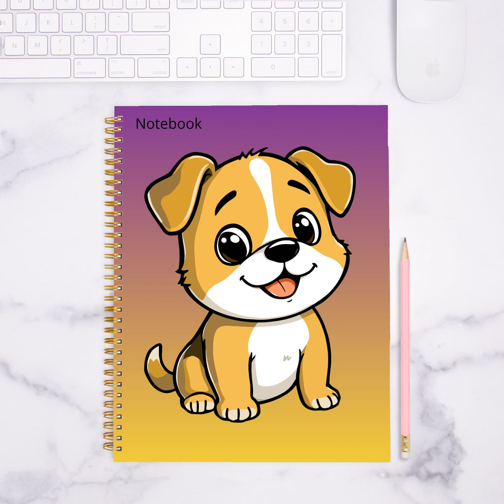 Dog in Purple Notebook Hardcover Spiral 8.5 x 11