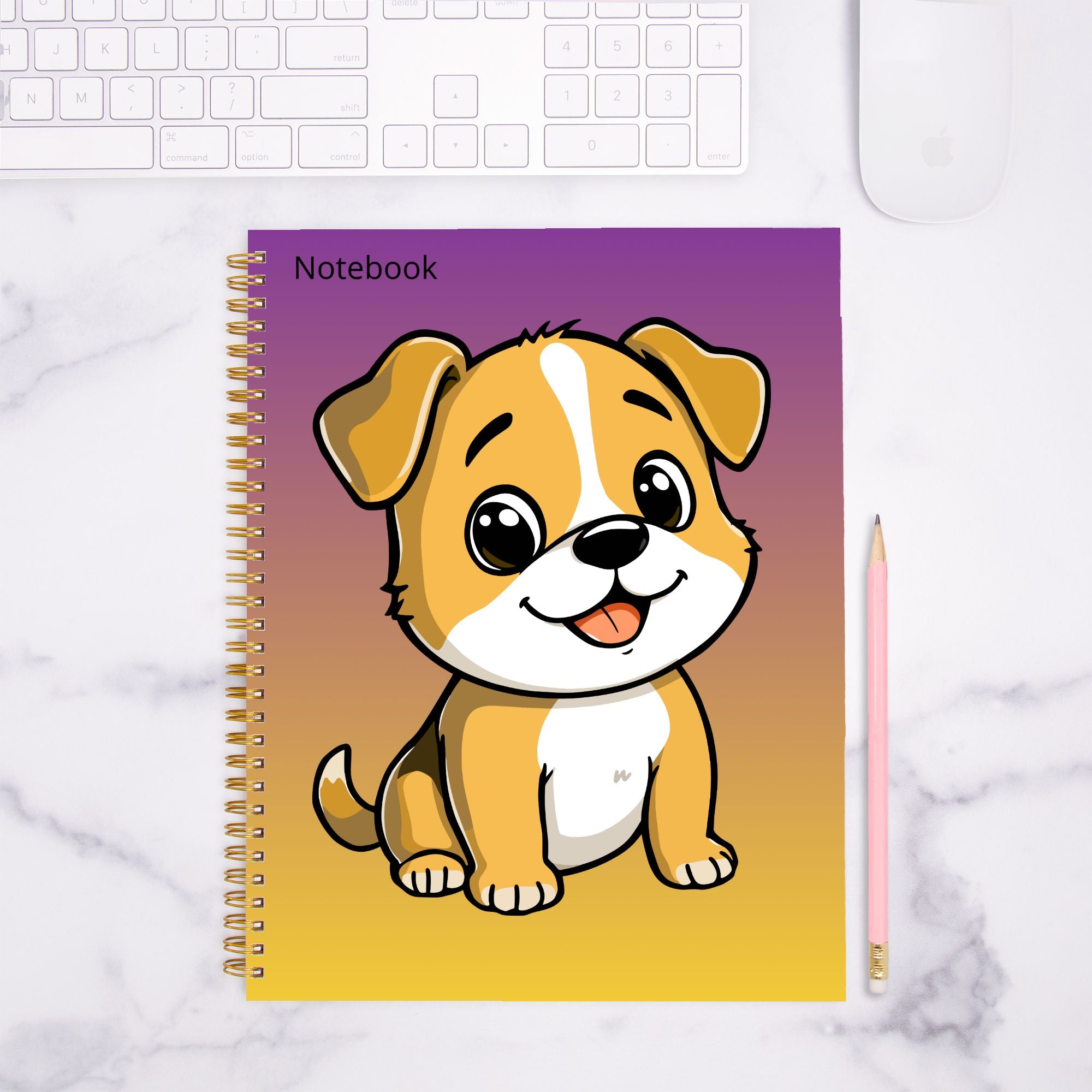 Dog in Purple Notebook Hardcover Spiral 8.5 x 11