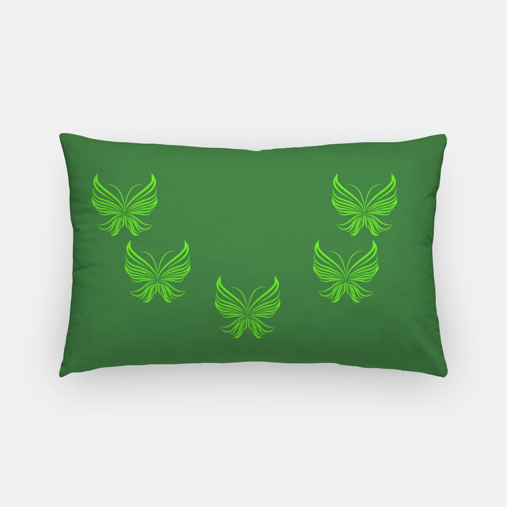 Green Butterflies in a V Artisan Pillow Case Lumbar