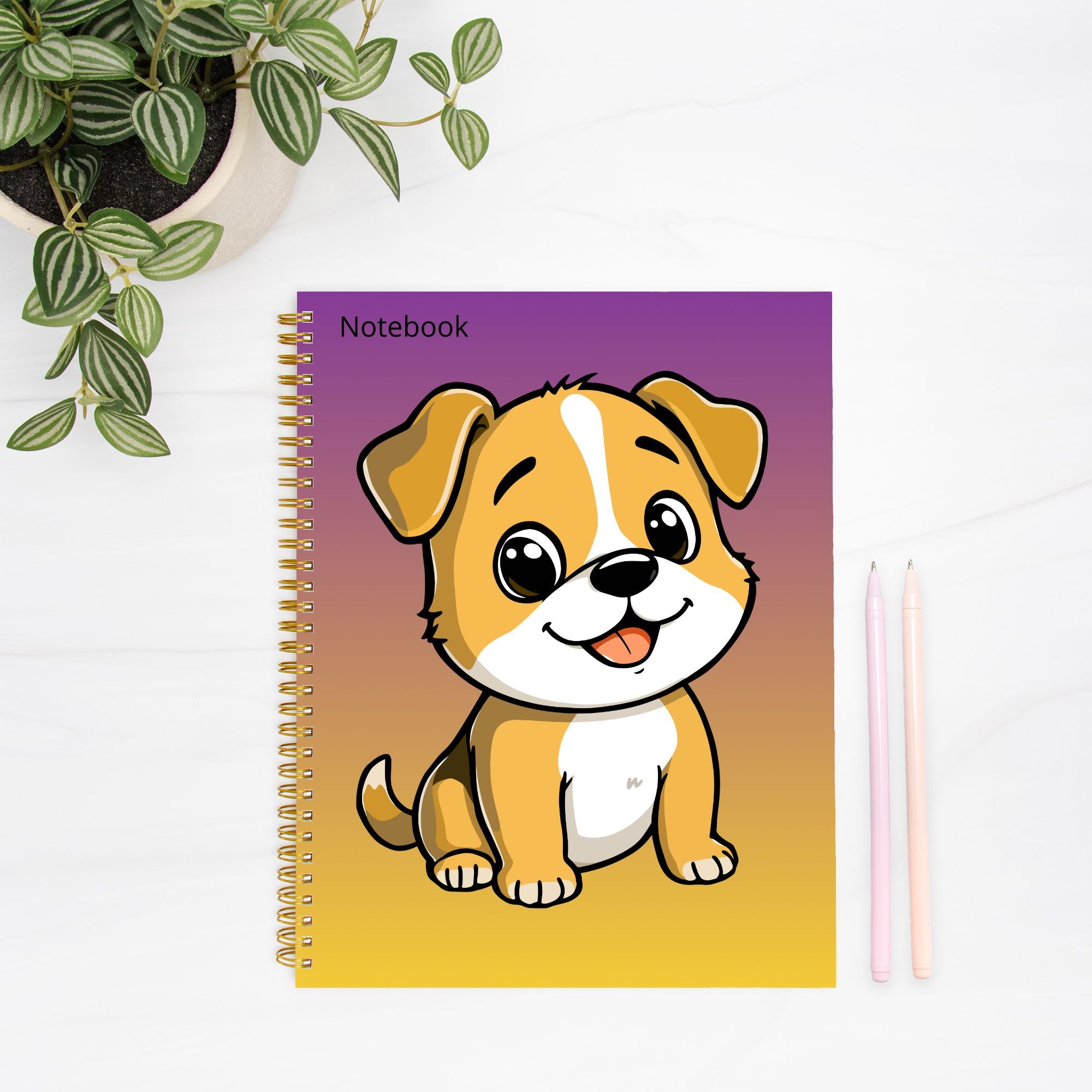 Dog in Purple Notebook Hardcover Spiral 8.5 x 11