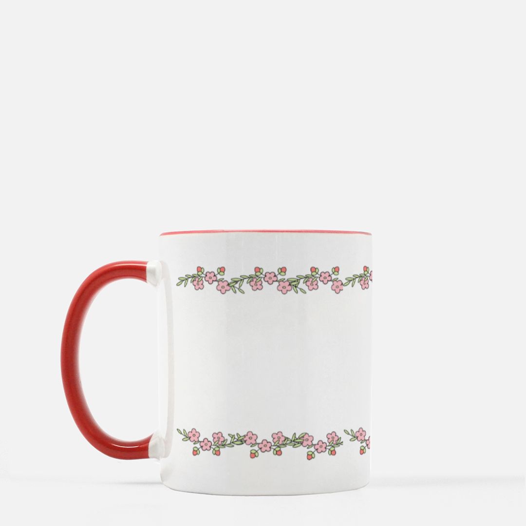 Pink flower chain (Mug 11 oz. Red + White)