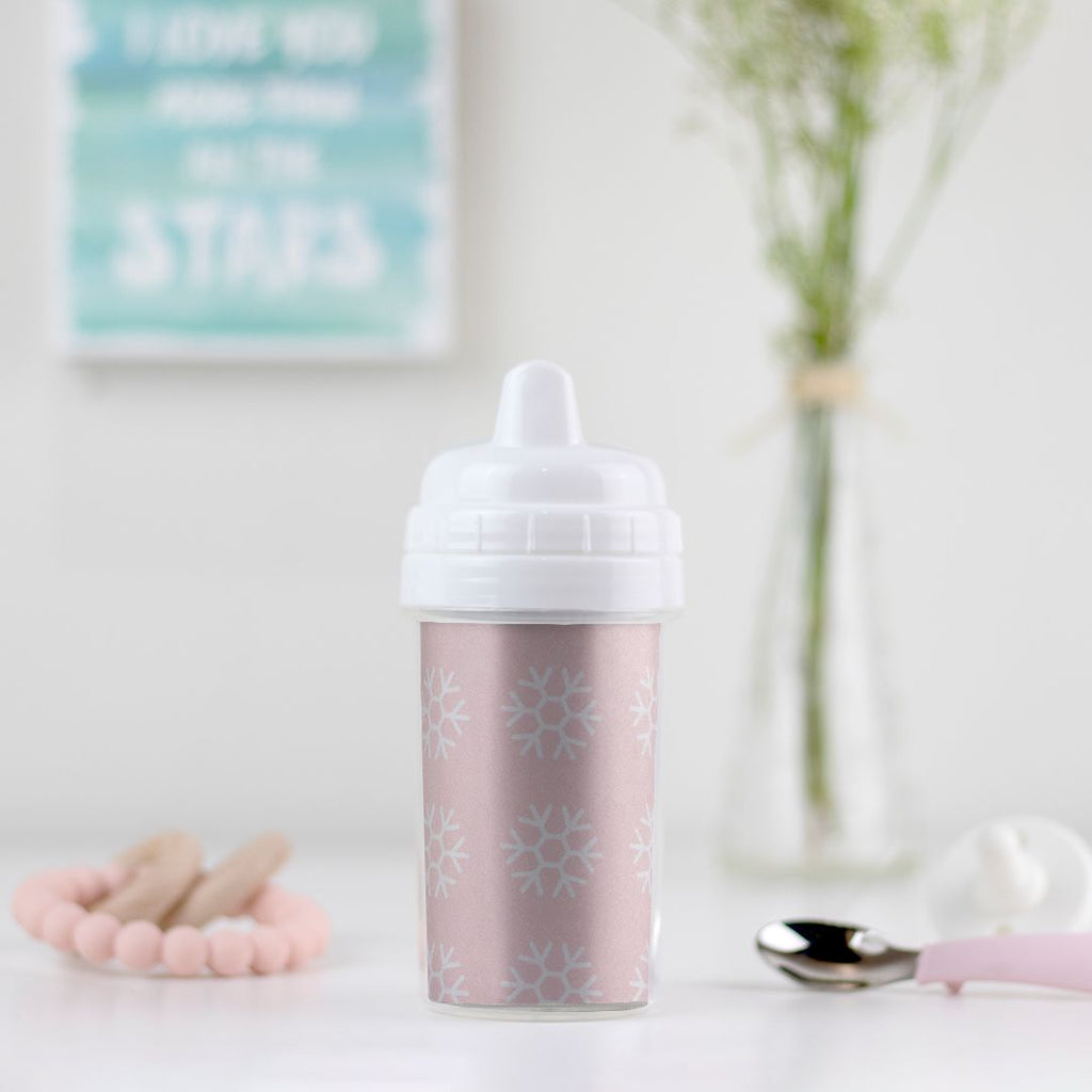 Pink with white snowflakes Sippy Cup