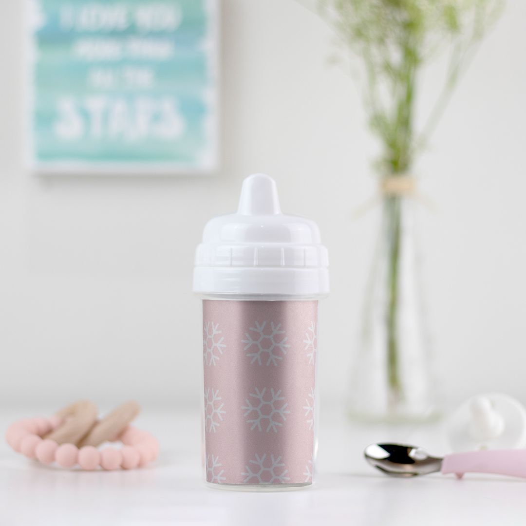 Pink with white snowflakes Sippy Cup