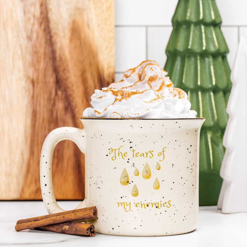 tears of my enemies ( Ceramic Camp Mug Speckled Cream 13oz