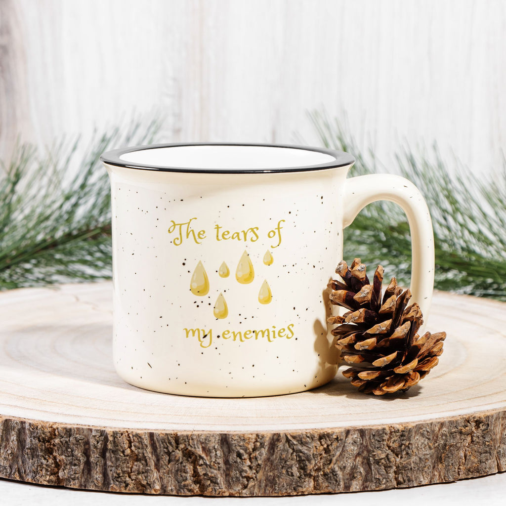 tears of my enemies ( Ceramic Camp Mug Speckled Cream 13oz
