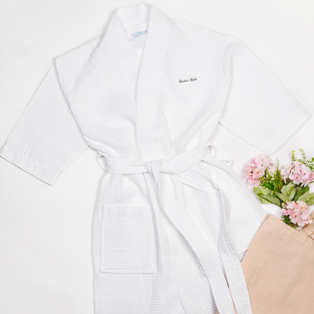 Waffle Weave Kimono Robe - Thigh Length