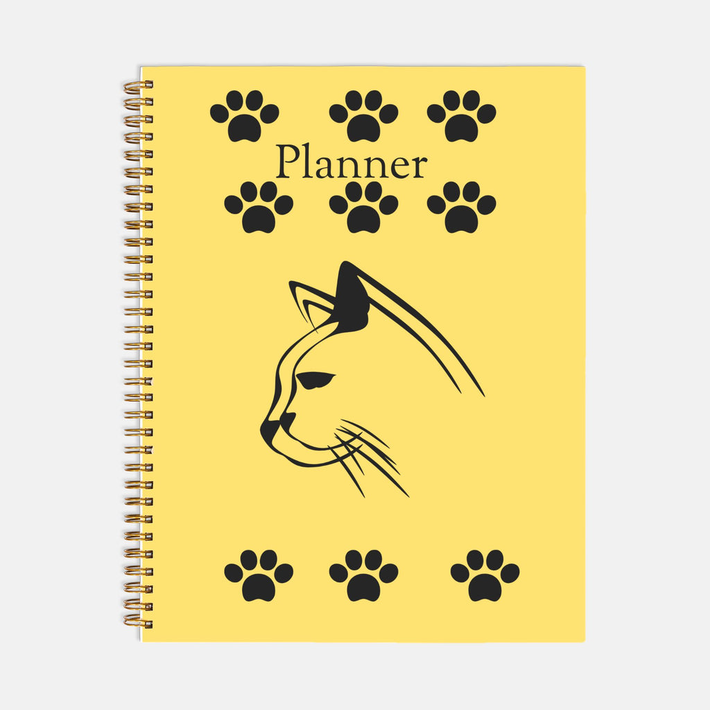 Planner Hardcover Spiral 8.5 x 11 -  Cat in Yellow
