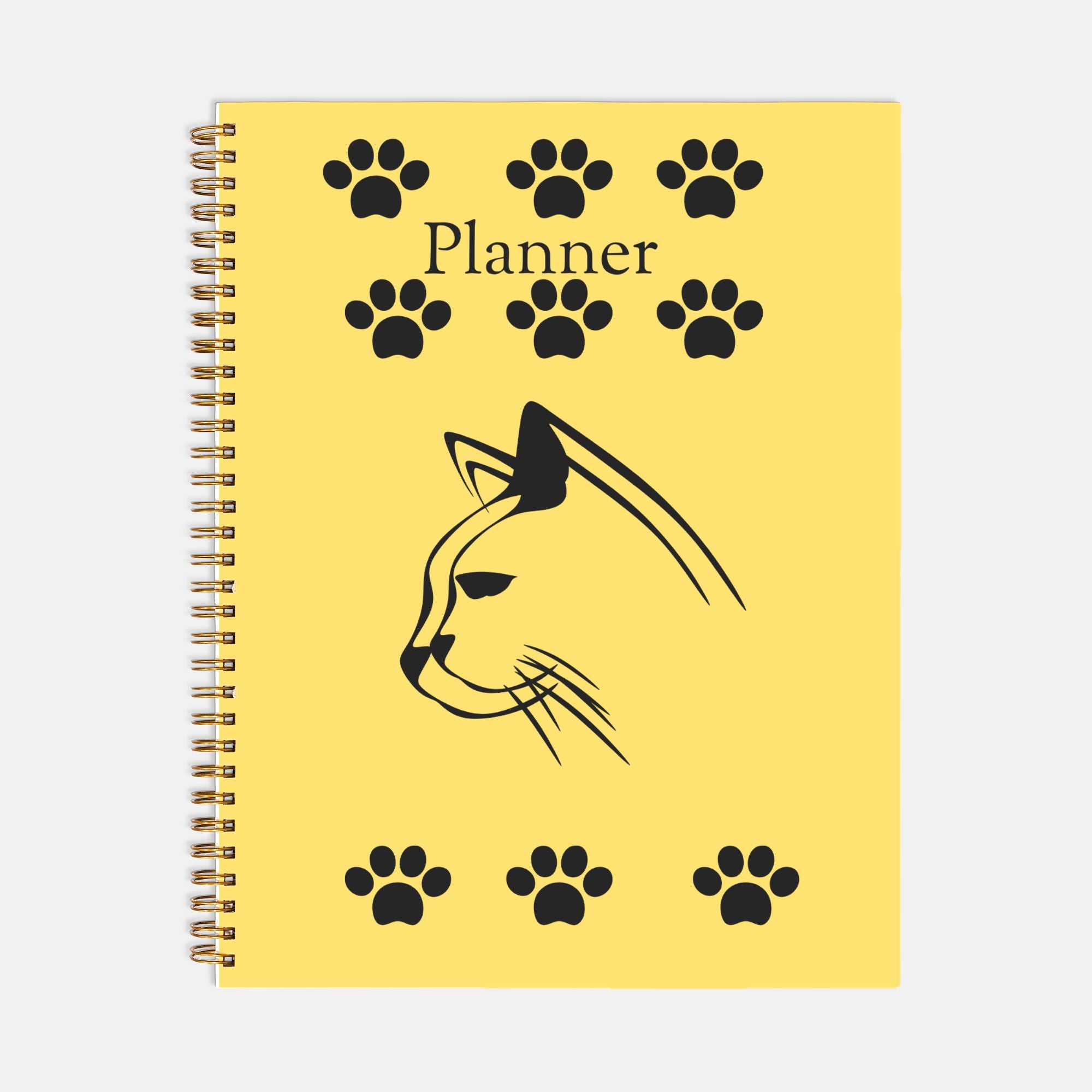 Planner Hardcover Spiral 8.5 x 11 -  Cat in Yellow