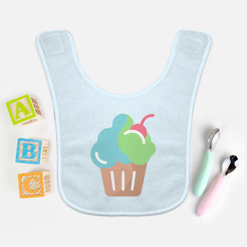 Blue with cupcake Baby Bib