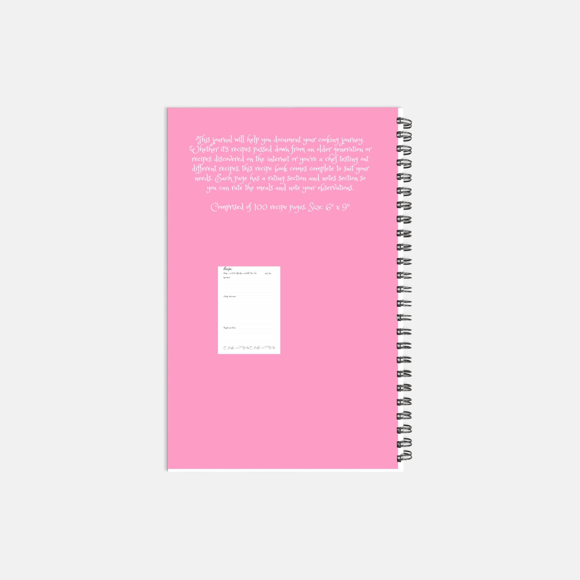 Pink Recipe Softcover Spiral Book 5.5 x 8.5