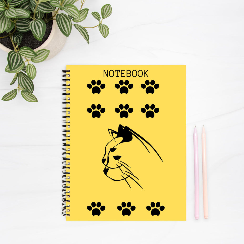 Cat in Yellow(Notebook Hardcover Spiral 8.5 x 11)
