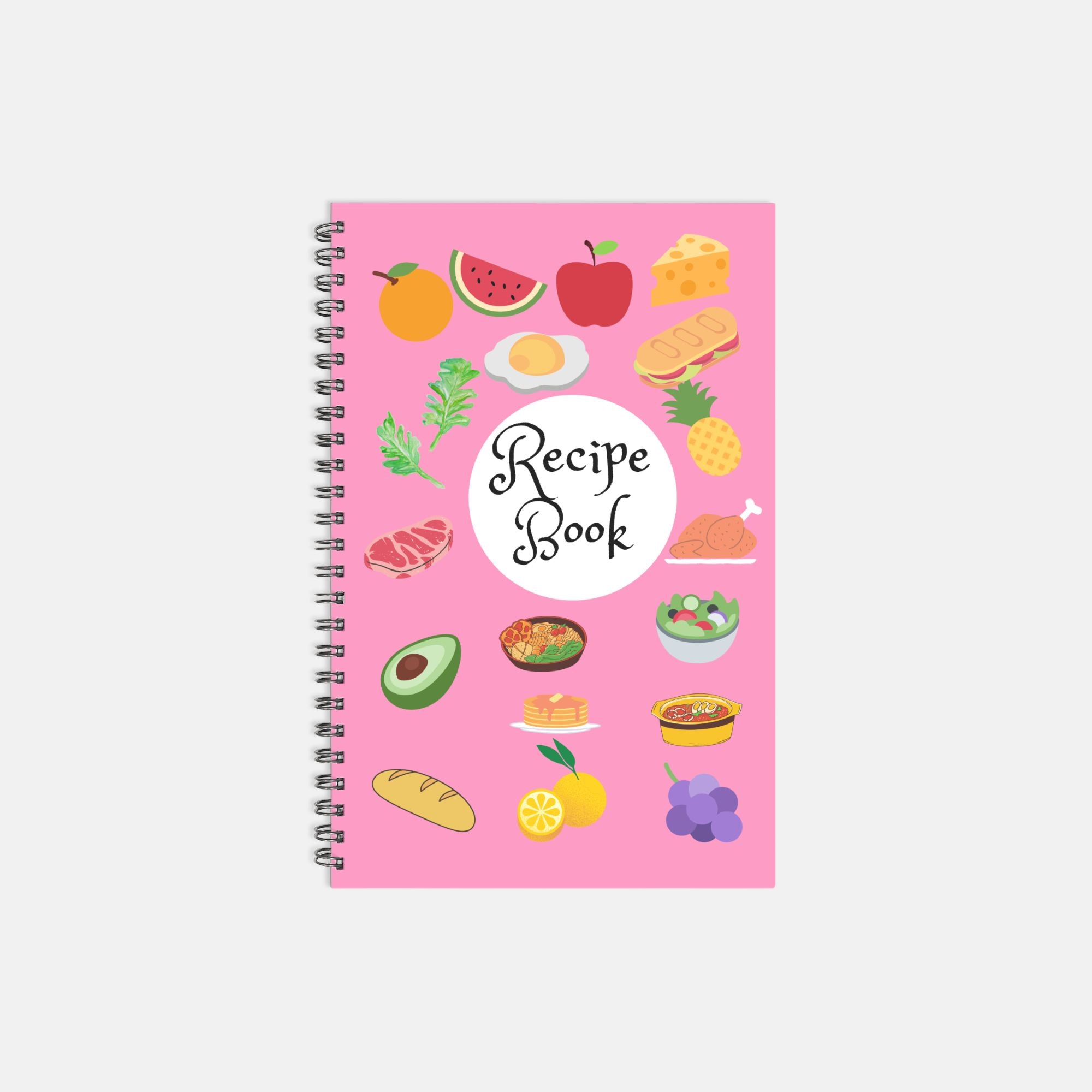 Pink Recipe Softcover Spiral Book 5.5 x 8.5
